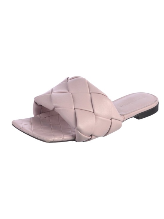 Bottega Veneta Shoes - Bottega Veneta Lido Flat Sandals  Grape Woven Leather Square Toe EU 38 US 8